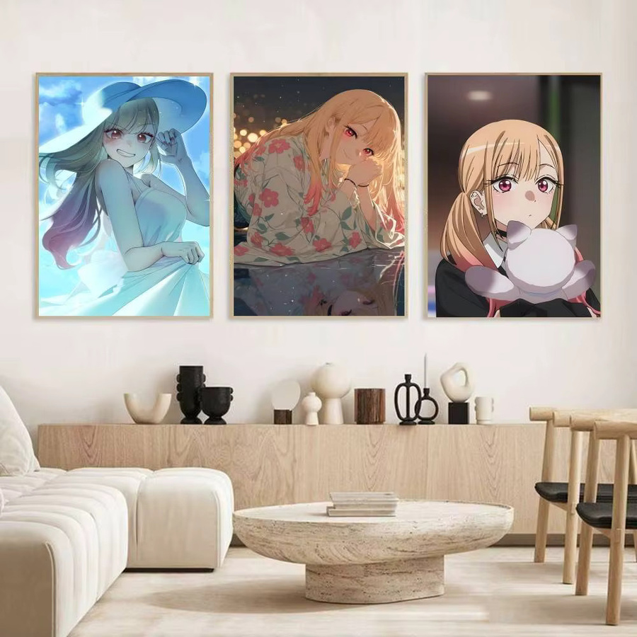 Selbstklebender Anime-Poster Kitagawa Marin aus Papier, Mehrfarbiges Wandbild für Zuhause und Café - Bild 3