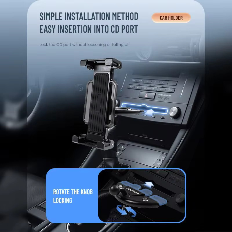 Universal Tablet Ständer für Auto CD-Schlitz von xnyocn, Schwarz, passend für 4-13 Zoll iPad Pro Air Mini und Smartphones - Bild 5