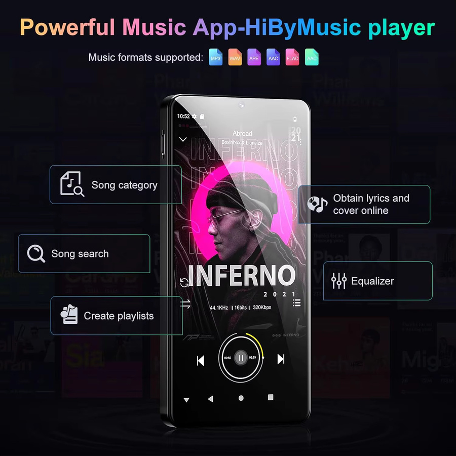 Oilsky MP3-Player mit 13MP Kamera, 5,5 Zoll Display, Bluetooth und WLAN, Android 13.0, Spotify und Deezer, Schwarz, 16GB/144GB - Bild 4