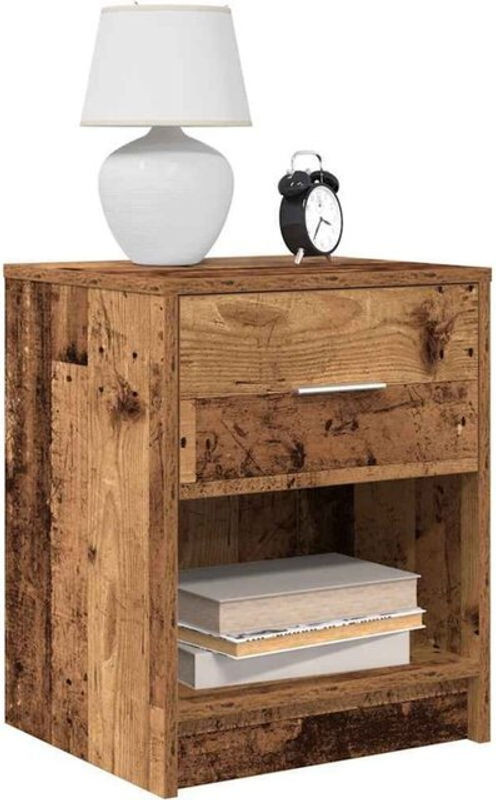 Vidaxl Nachttische 2er Set im Landhausstil mit Schublade in Altholz-Optik Braun B: 40 cm, T: 34 cm, H: 50 cm - Bild 1