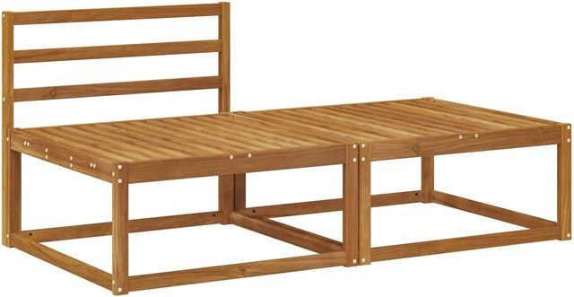 vidaXL Sectional Sofa Set aus Massivholz Akazie in Natur Braun mit Mittelsofa und Hocker im modernen Latten-Design - Bild 1