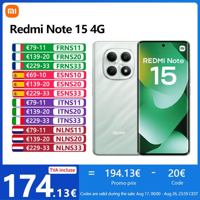 Xiaomi Redmi Note 15 4G Smartphone mit 256 GB Speicher, 8 GB RAM, NFC, MediaTek Helio G100-Ultra, 6,77 Zoll 120 Hz Display, 108 MP Kamera und 6.000 mAh Akku, IP64 - Bild 1