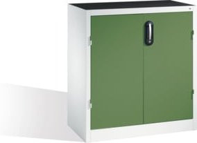 C+P Schwerlast-Beistellschrank mit Drehtüren und 1 Einlegeboden, Korpus Lichtgrau und Front Resedagrün, H: 100 cm, B: 93 cm, T: 50 cm - Bild 1