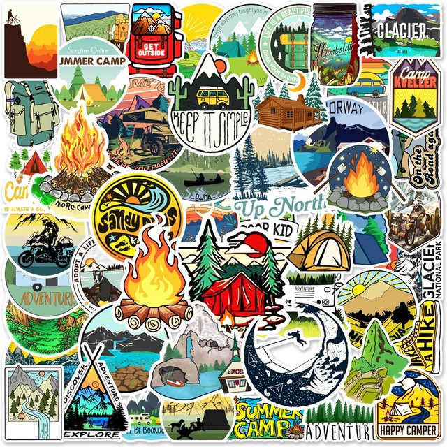 50 Stück Wasserdichte Graffiti Aufkleber für Outdoor, Camping und Landschaft von BulingBulingStickers in Multicolour - Bild 1
