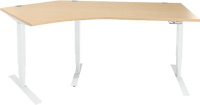 Schäfer Shop Genius Winkelschreibtisch AERO FLEX, elektrisch höhenverstellbar, 135 Grad Winkel links, Farbe Ahorn/weiß, Breite: 216,5 cm - Bild 1
