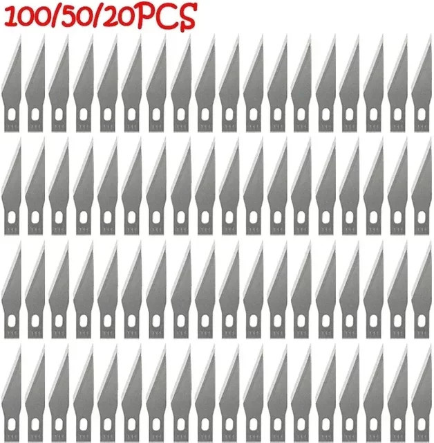 Metall-Skalpellmesser Ersatzklingen für Graviermesser und Holzschnitzmesser, Silber, 50 Stück - Bild 1