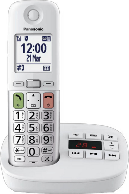 Panasonic KX-TGU430EXW Schnurloses Telefon mit großen Tasten und Anrufbeantworter in Weiß - Bild 1