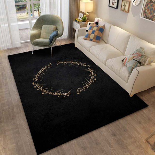 UQIDEHOME Bereichsteppich Mittelerde Karten Ring Muster in Schwarz, rutschfest und waschbar, B/T: 140 x 80 cm - Bild 1
