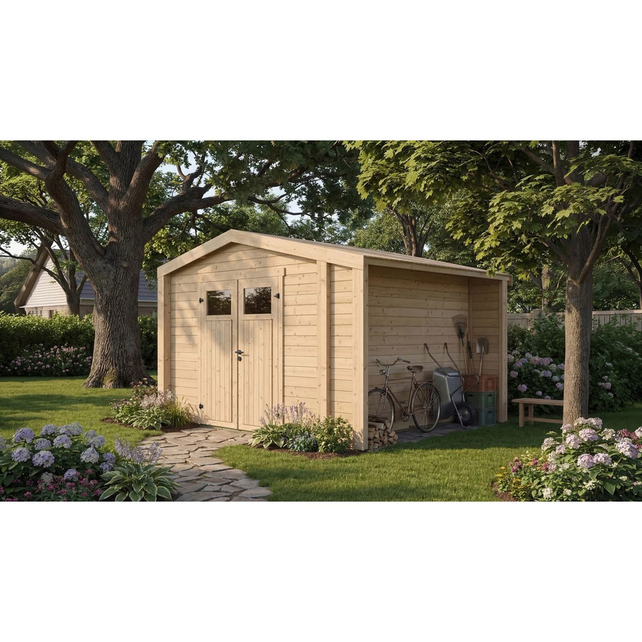 Weka Holz-Gartenhaus Killarney mit Satteldach in Natur Braun, B/T: 361 x 313 cm - Bild 2