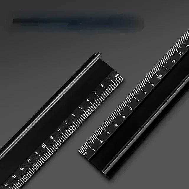 Deli Präzisionslineal aus Aluminiumlegierung in Schwarz, Länge: 45 cm - Bild 1