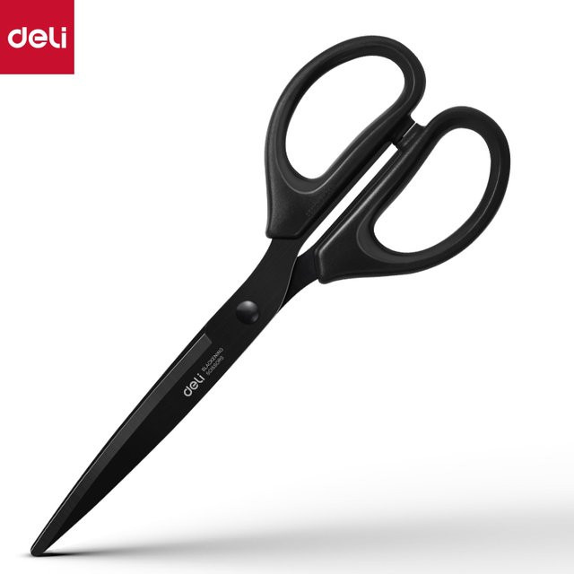Deli Black Blade Schere aus Edelstahl in Schwarz und Blau, 18 cm Länge - Bild 1