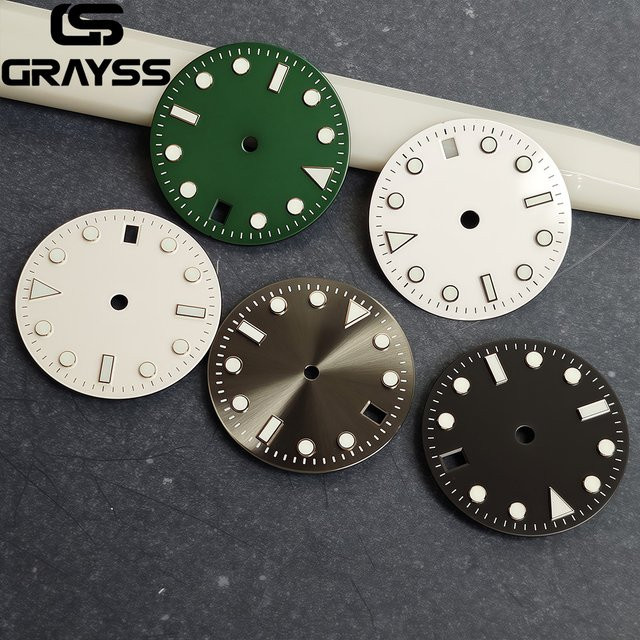 GRAYSS Uhrenzifferblatt, 28,5 mm, Schwarz-Grün, Matt-Texturiert - Bild 1