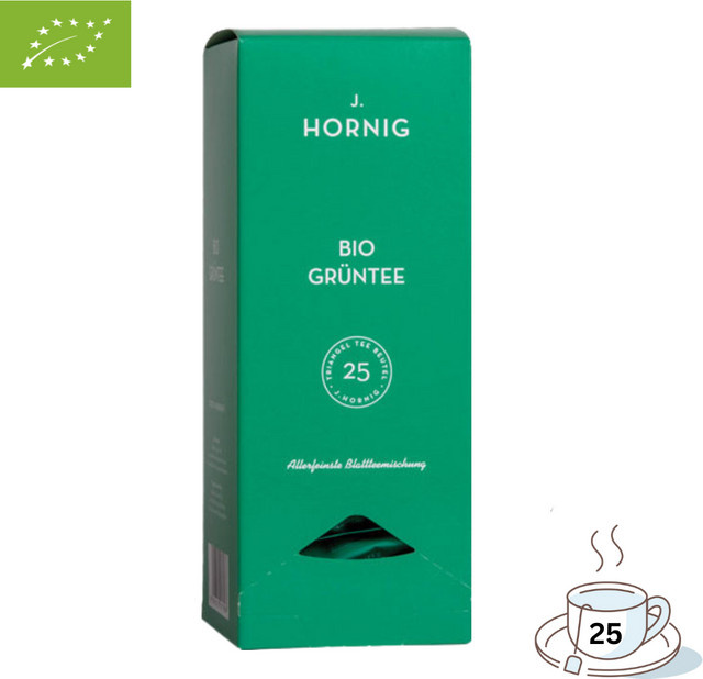 J. Hornig Grüntee, Teebeutel, 25 Stück, 62,5 g - Bild 1