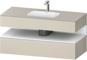 Duravit Einbauwaschtisch-Möbel-Set Qatego in Weiß und Beige mit Konsole und Nischenunterschrank, B/T/H: 120 x 55 x 60 cm - Bild 1
