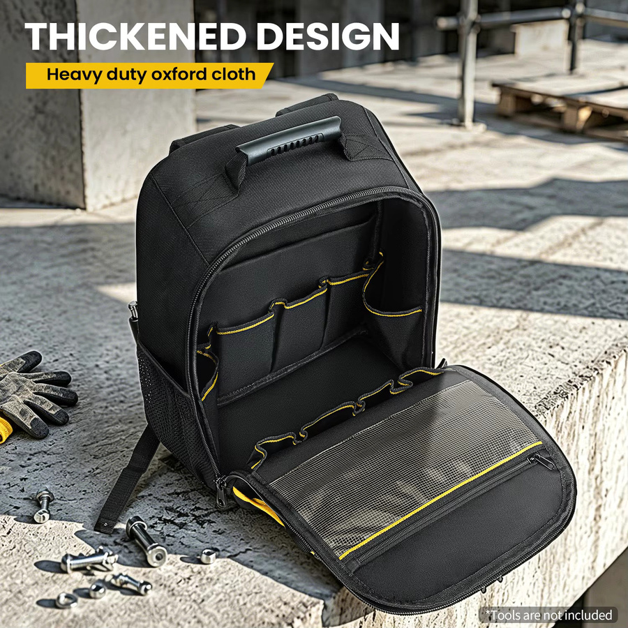 WINHUNT Werkzeugrucksack Heavy Duty in Schwarz als großer Werkzeugtaschen-Organizer für HVAC-Techniker, Elektriker und Bauarbeiter - Bild 2