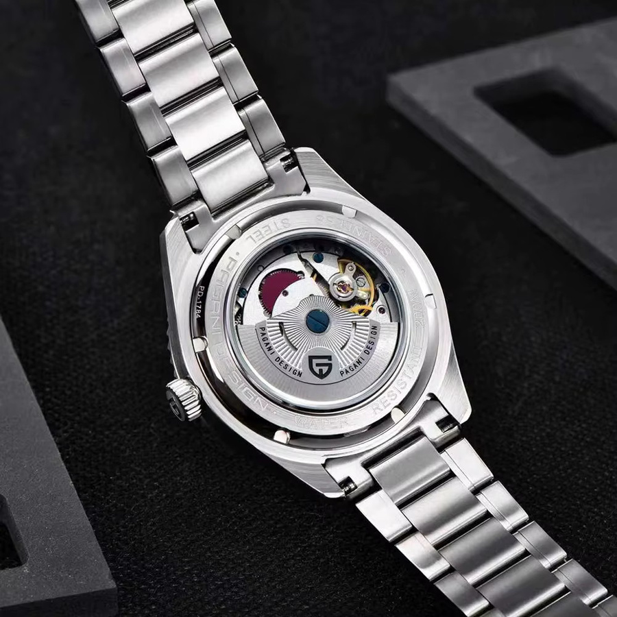 PAGANI DESIGN GMT Automatikuhr, Edelstahl, Blau, Saphirglas, Unisex - Bild 6
