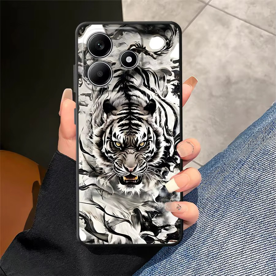 Schwarze weiche Handyhülle mit Cool Silver Tiger Design für Xiaomi Redmi Note Serie - Bild 3