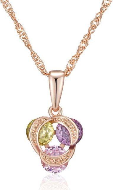 Halskette mit Anhänger, Kupfer, Roségold, Zirkonia, Damen, Vintage - Bild 1