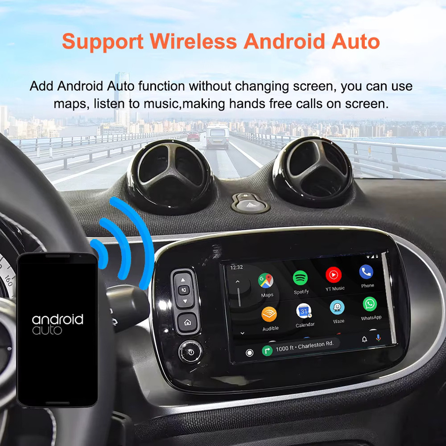 Bonroad Wireless CarPlay und Android Auto Nachrüstsatz mit Mirror Link für Mercedes Benz Smart 453 Fortwo und Forfour 2016-2019 in Schwarz - Bild 4