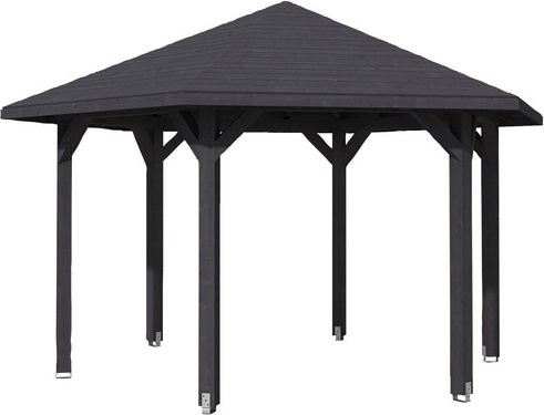 Skan Holz Pavillon Nancy 3 aus Fichten-Leimholz in Schiefergrau, B/T/H: 480 x 416 x 316 cm - Bild 3