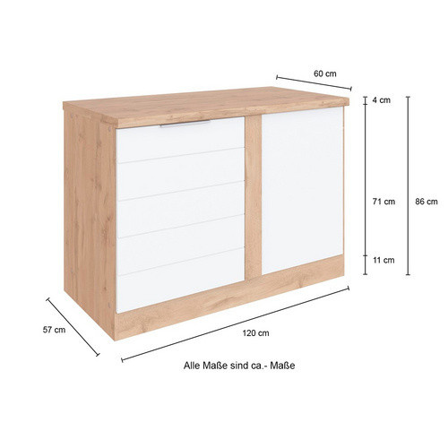 Eckunterschrank Faro von HELD MÖBEL in Weiss, B/H/T: 120 x 86 x 60 cm - Bild 1