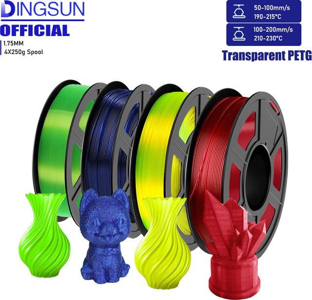 3D Maliang PETG-Filament für FDM-3D-Drucker, 1,75 mm, transparent Gelb, Hochgeschwindigkeits-Filament bis zu 600 mm/s - Bild 1