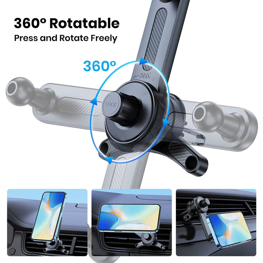 TOPK Magnetischer Autotelefonhalter für MagSafe, Air Vent Mount mit Metallhaken, Anti-Shake-Ständer für iPhone 15 14 13 12 Pro Max Mini Plus, Schwarz - Bild 4