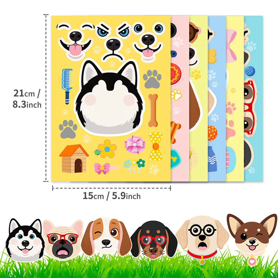 Charile Hunde Puzzle Aufkleber, Bunt, 6-teiliges Set - Bild 3