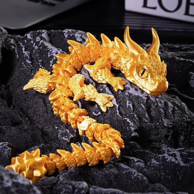 Fashnics 3D-gedruckter Drache, Tiermodell Figur, gold, ab 14 Jahren - Bild 1