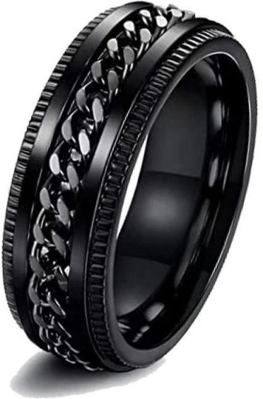 Allbestart Fidget-Spinner-Ring, Edelstahl, Schwarz, Unisex - Bild 1