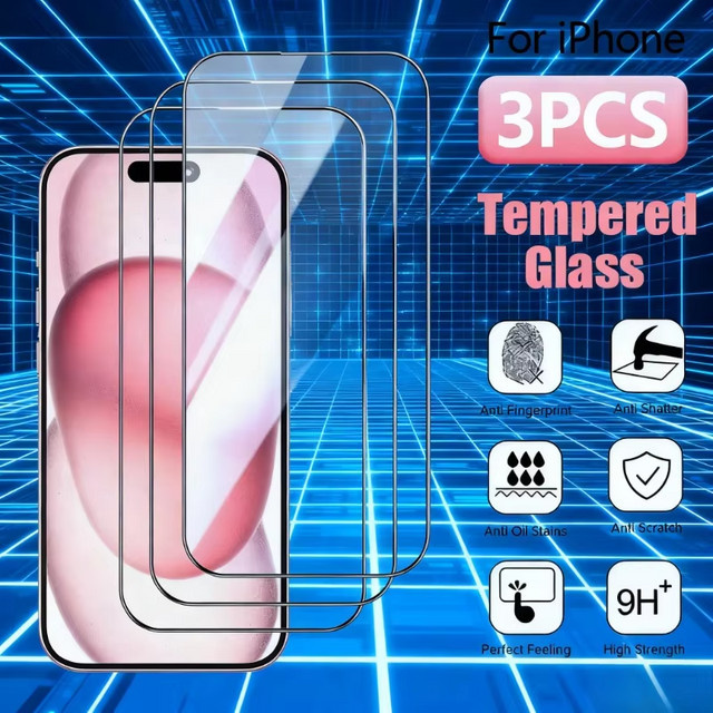 3/5 Stück HD Gehärtetes Glas Displayschutzfolie für Apple iPhone 17 16 15 14 Pro Max 13 12 11 Pro Plus Mini X XR XS Max in Transparent - Bild 1