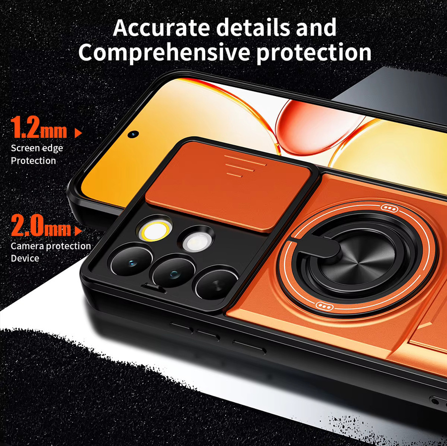 RIGTFKY Stoßfeste Panzer-Handyhülle für Realme 16 15 14 Pro C71 C51 C53 C55 C61 C63 C85 C67 mit Ständer und magnetischer Abdeckung in Orange - Bild 4