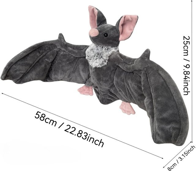 Binchi Fitness Fledermaus Plüschtier Stoffpuppe, Grau, Halloween - Bild 1