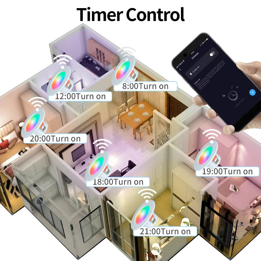 Tuya Smart WiFi Zigbee LED Downlight Weiß, rund, dimmbar, kompatibel mit Alexa und Google Home - Bild 5