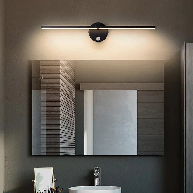 YooE Verstellbare LED-Wandleuchte in Schwarz aus Metall für Schlafzimmer und Spiegel mit warmweißem Licht - Bild 1