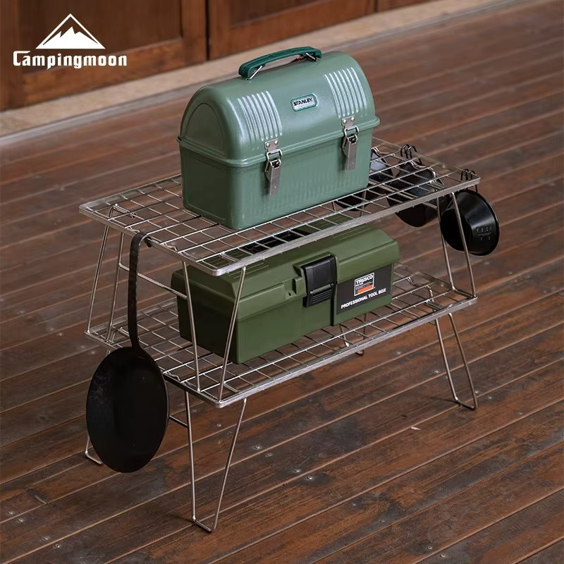 CAMPINGMOON T-235A-2T Camping-BBQ-Aufbewahrungstisch aus Edelstahl in Silber - Bild 2