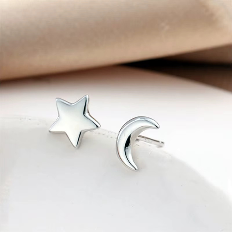 Ohrstecker GaGa-Duck, 925 Silber, Mond und Stern, Damen - Bild 2