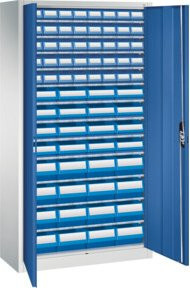 C+P Magazinschrank Serie 13 aus Stahl mit Türen und Schloss, Grau/Blau, B/T/H: 198,0 x 100,0 x 42,0 cm - Bild 1