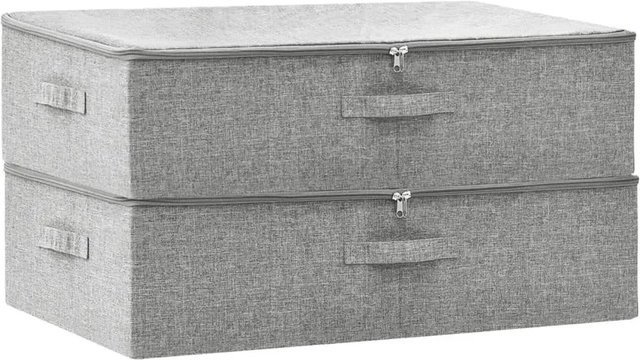 vidaXL Aufbewahrungsboxen aus Stoff mit Griffen, 2er-Set, Grau, B/T/H: 70 x 40 x 18 cm - Bild 1