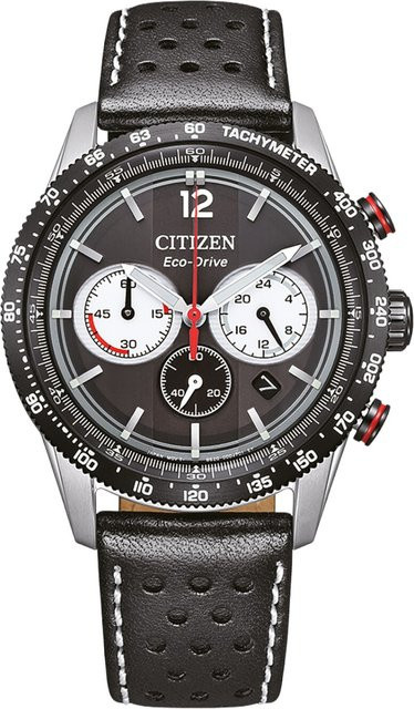 Citizen Chronograph, Solar, Edelstahl, Leder, Schwarz, 40 mm, Herren - Bild 1