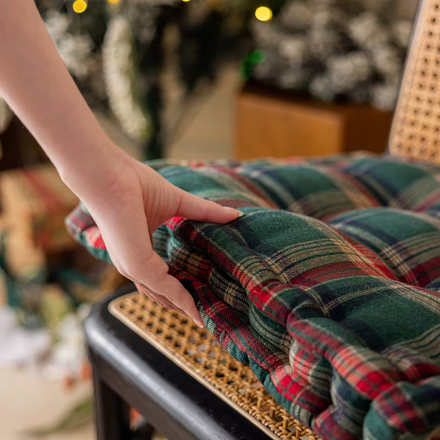 Inyahome Sitzkissen für Stühle in Grün mit Buffalo Check Muster im Bauernhaus-Stil - Bild 2