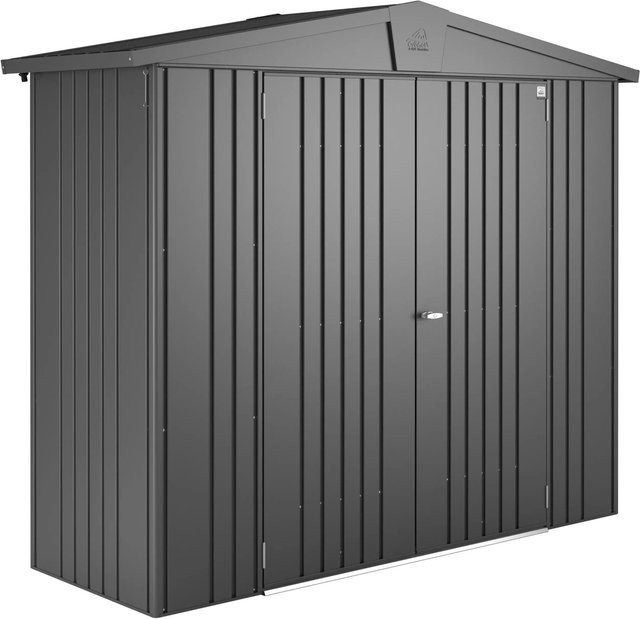 Biohort Gerätehaus Europa aus Metall in Dunkelgrau-Metallic mit Satteldach und Doppeltür, B/H/T: 244 x 203 x 84 cm - Bild 1