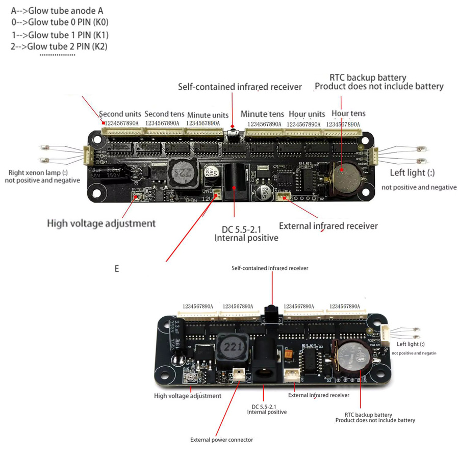 DykbRadio Smarte WLAN-Universal-Nixie-Röhren-Uhr-Motherboard in Schwarz für IN12 IN14 IN18 IN8 QS30 Netzwerkzeit - Bild 4