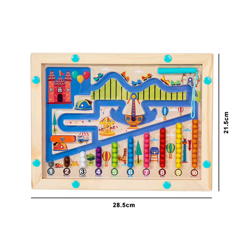 Tlewj Montessori Magnetisches Farbsortierspiel aus Holz mit Dinosaurier-Motiv in Bunt/Mehrfarbig zur Förderung der Motorik und Aufmerksamkeit - Bild 2