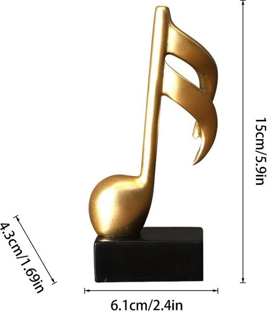 Yiran Furniture Musikalische Notenfiguren Skulptur aus Harz in Gold als kreative Dekoration für Klavier, Büro oder Schreibtisch - Bild 1