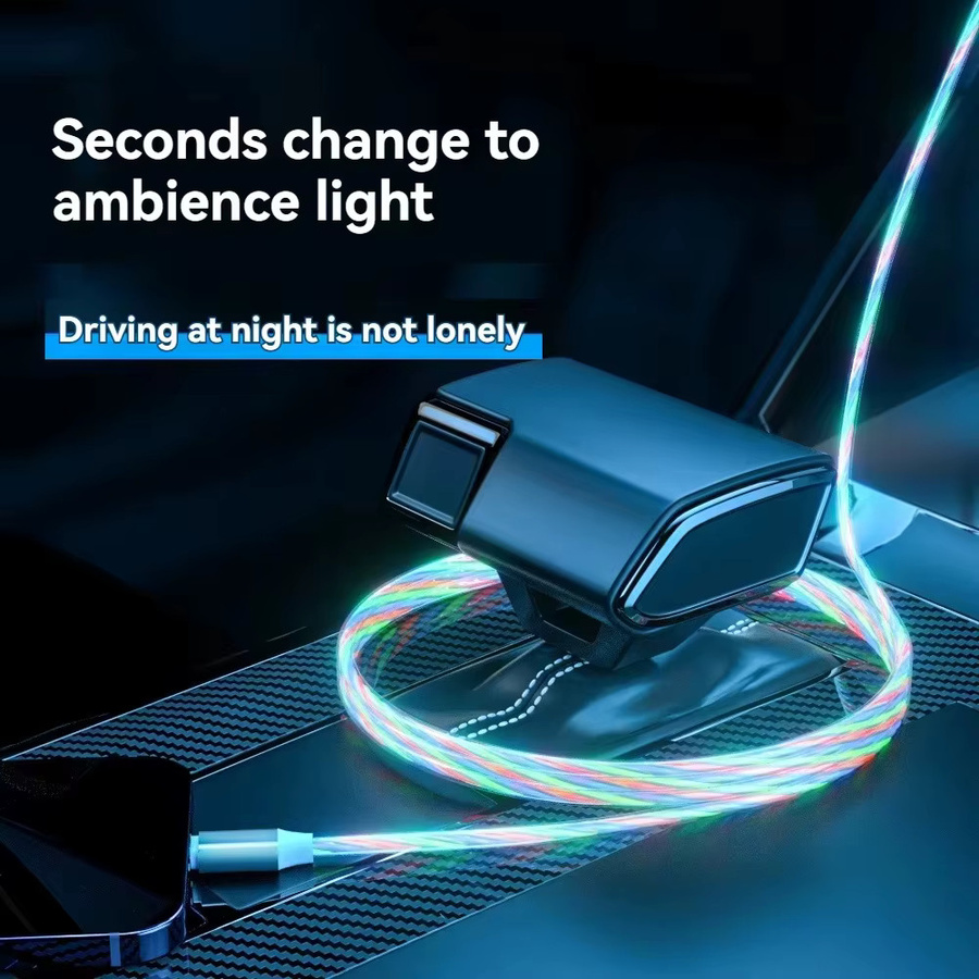 VBVC USB-C auf Typ-C Schnellladekabel mit 60W und fließendem LED-Licht in Multicolour für Samsung, Xiaomi, Huawei und iPhone 15 16 17 Pro Max - Bild 3