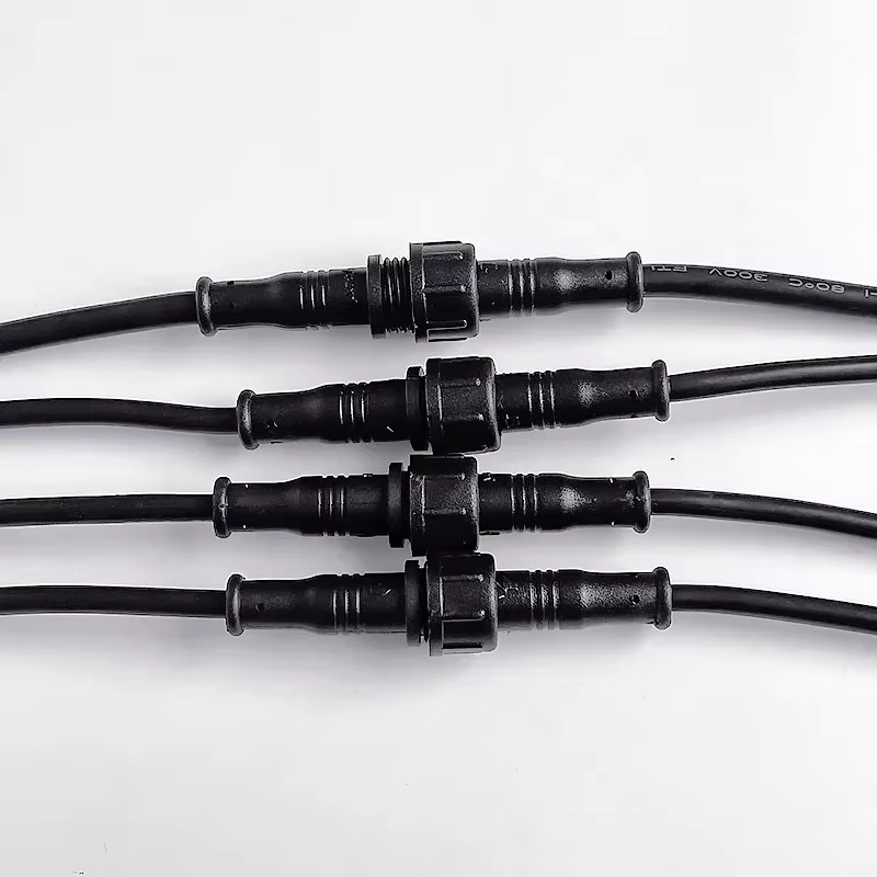 M12 IP65 Wasserdichte Kabelstecker Set für LED Streifen mit 2 3 4 oder 5 Pin als männliche und weibliche Ausführung in Schwarz, Länge: 20 cm - Bild 4