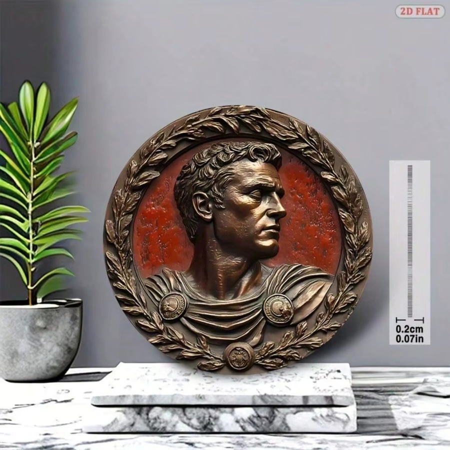 CIFBUY Caesar-Büste Wanddekoration Vintage Metall Römische Statue Schild in Braun - Bild 2