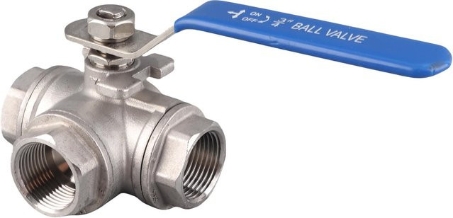 Edelstahl SUS304 Rohrkugelhahn Dreiwege T-Typ Innengewinde 3/4 DN20 in Weiß Matt - Bild 1