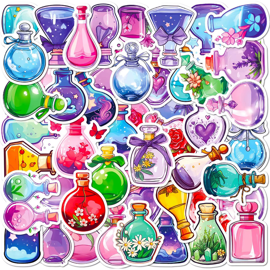 50 Stück Cartoon Magie Medizin Hexe Kristall Flaschen Aufkleber wasserfest in Multicolour von BulingBulingStickers Shop - Bild 2